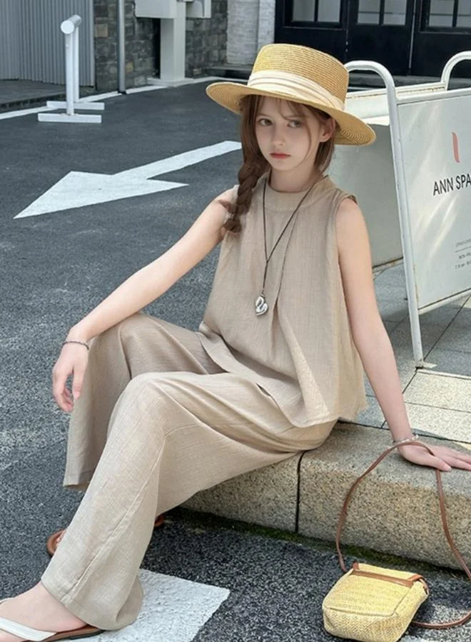 تايك تو مموعة من بلوزة بلا أكمام وبنطال بأرجل واسعة